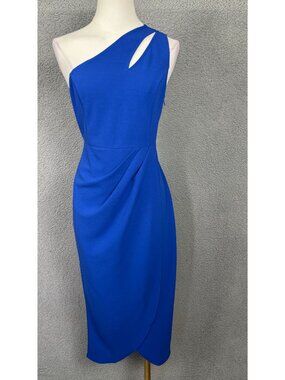 Zalalus Women's  Asymmetrical One-Shoulder Midi Dress Blue Size Medium NWT's.